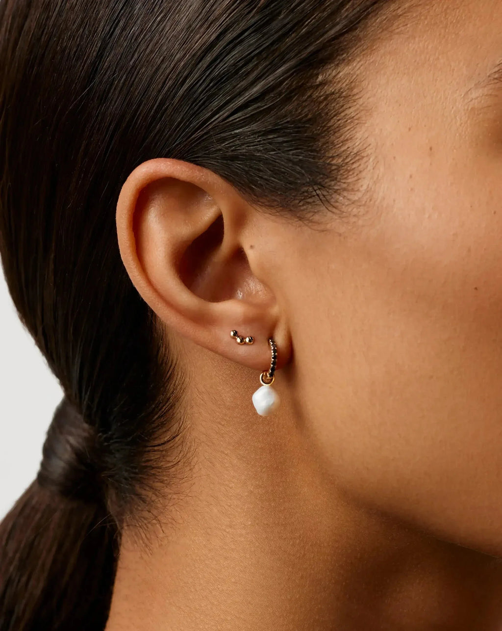 Solid Gold Trio Flat Back Stud Earring | 9ct Solid Yellow Gold
