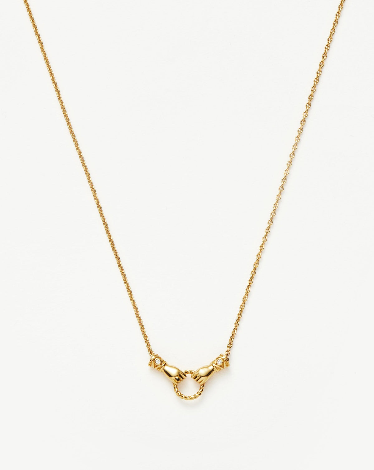 Harris Reed In Good Hands Mini Pendant Slider Necklace | 18ct Gold Plated/Cubic Zirconia & Black Onyx