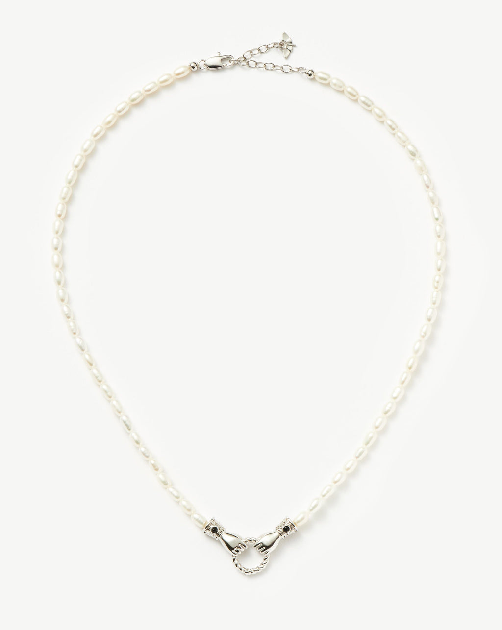 Harris Reed In Good Hands Pearl Necklace | Silver Plated/Pearl & Black Onyx