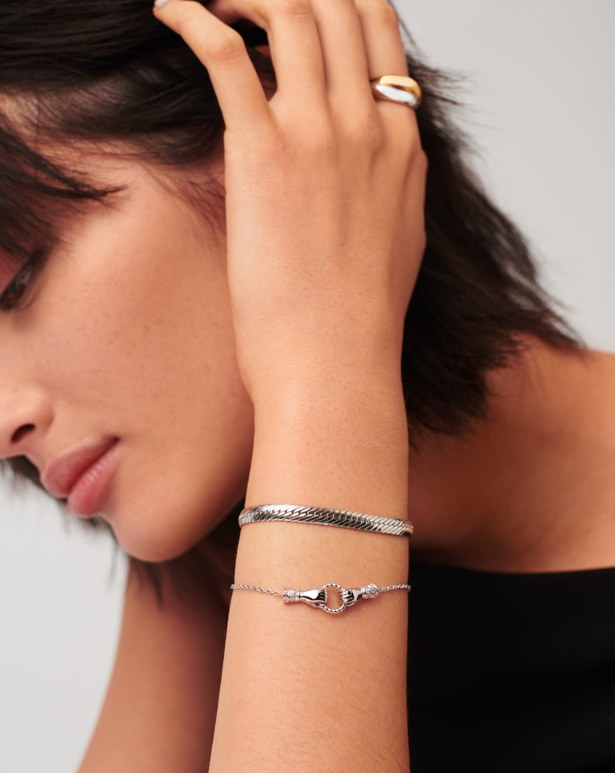 Harris Reed In Good Hands Slider Bracelet | Silver Plated/Cubic Zirconia