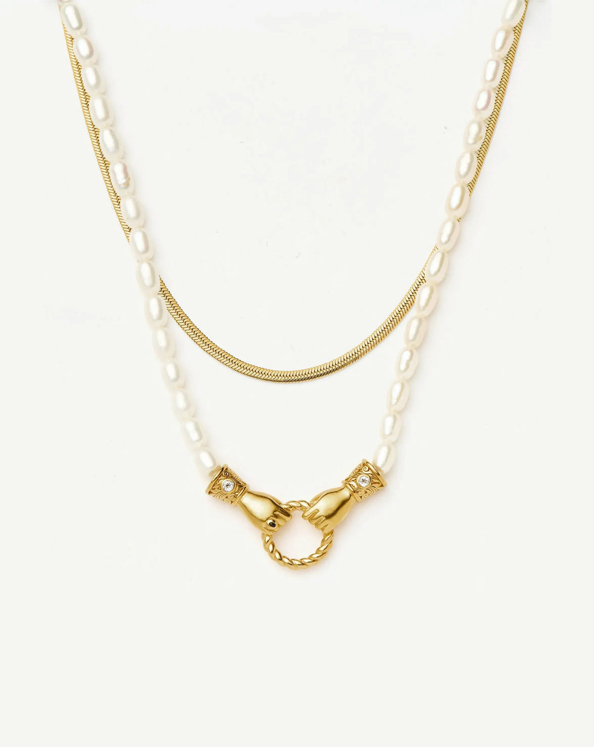 The In Good Hands Necklace Set | 18ct Gold Plated/Pearl & Black Onyx