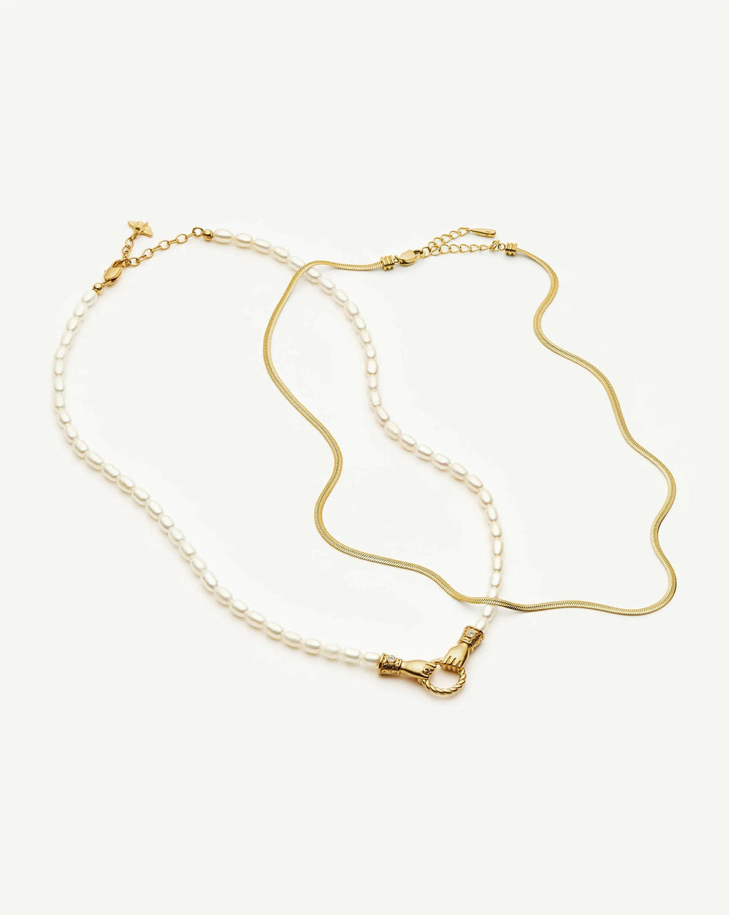 The In Good Hands Necklace Set | 18ct Gold Plated/Pearl & Black Onyx