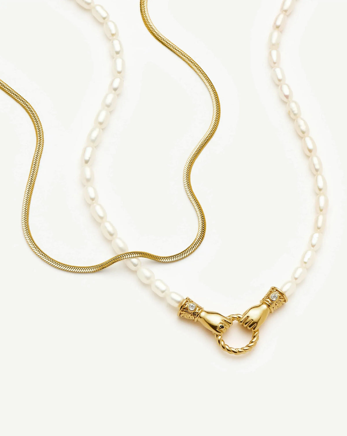 The In Good Hands Necklace Set | 18ct Gold Plated/Pearl & Black Onyx
