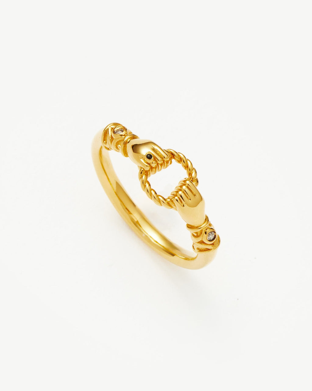Harris Reed In Good Hands Stacking Ring | 18ct Gold Plated/Cubic Zirconia & Black Onyx