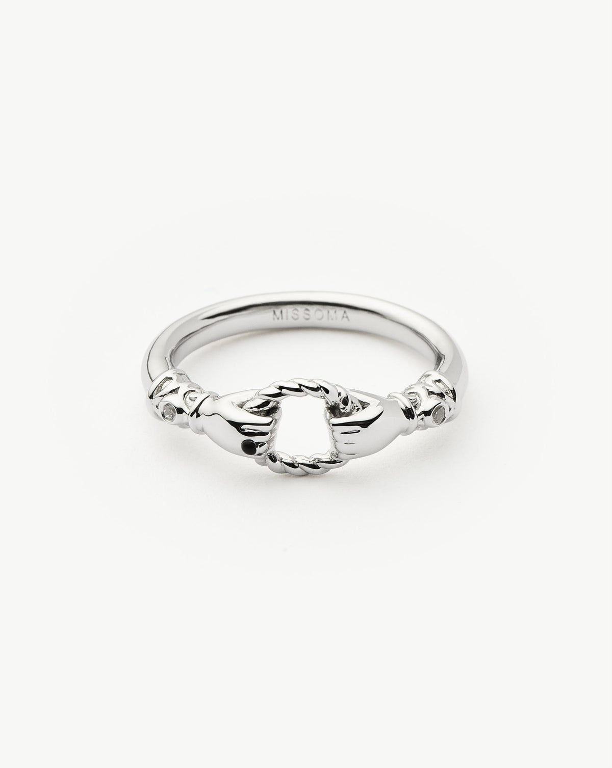 Harris Reed In Good Hands Stacking Ring | Silver Plated/Cubic Zirconia & Black Onyx
