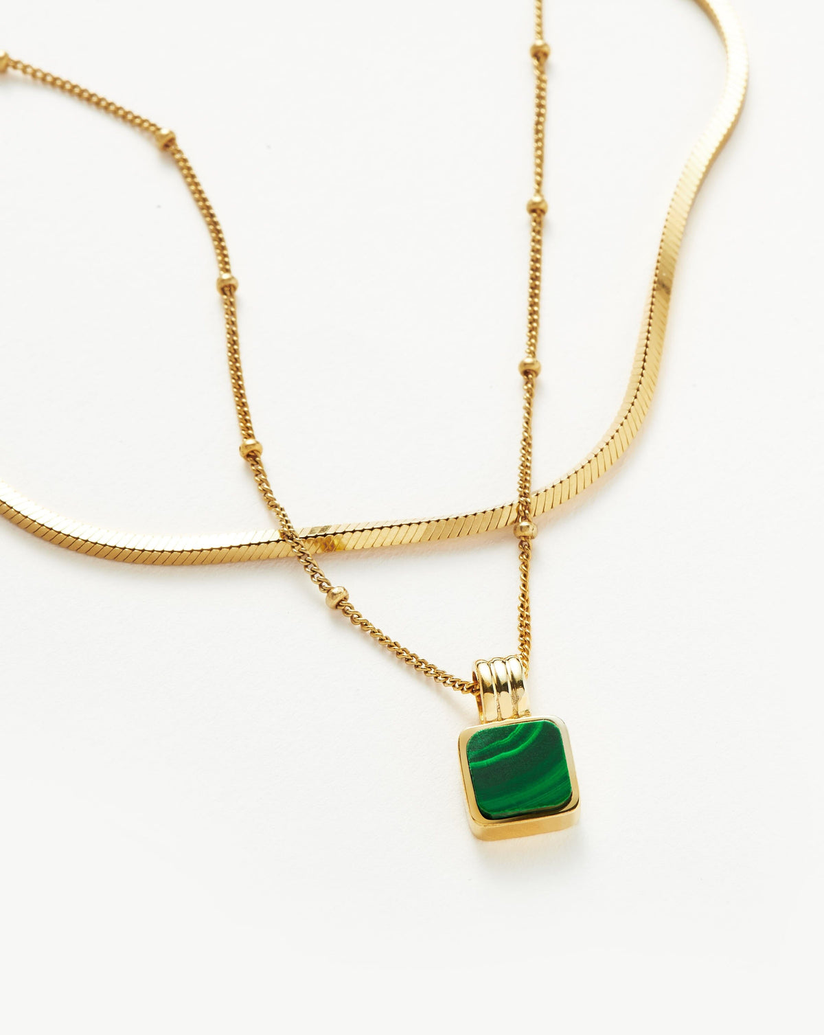 The Signature Gemstone Necklace Set | 18ct Gold Vermeil/Malachite