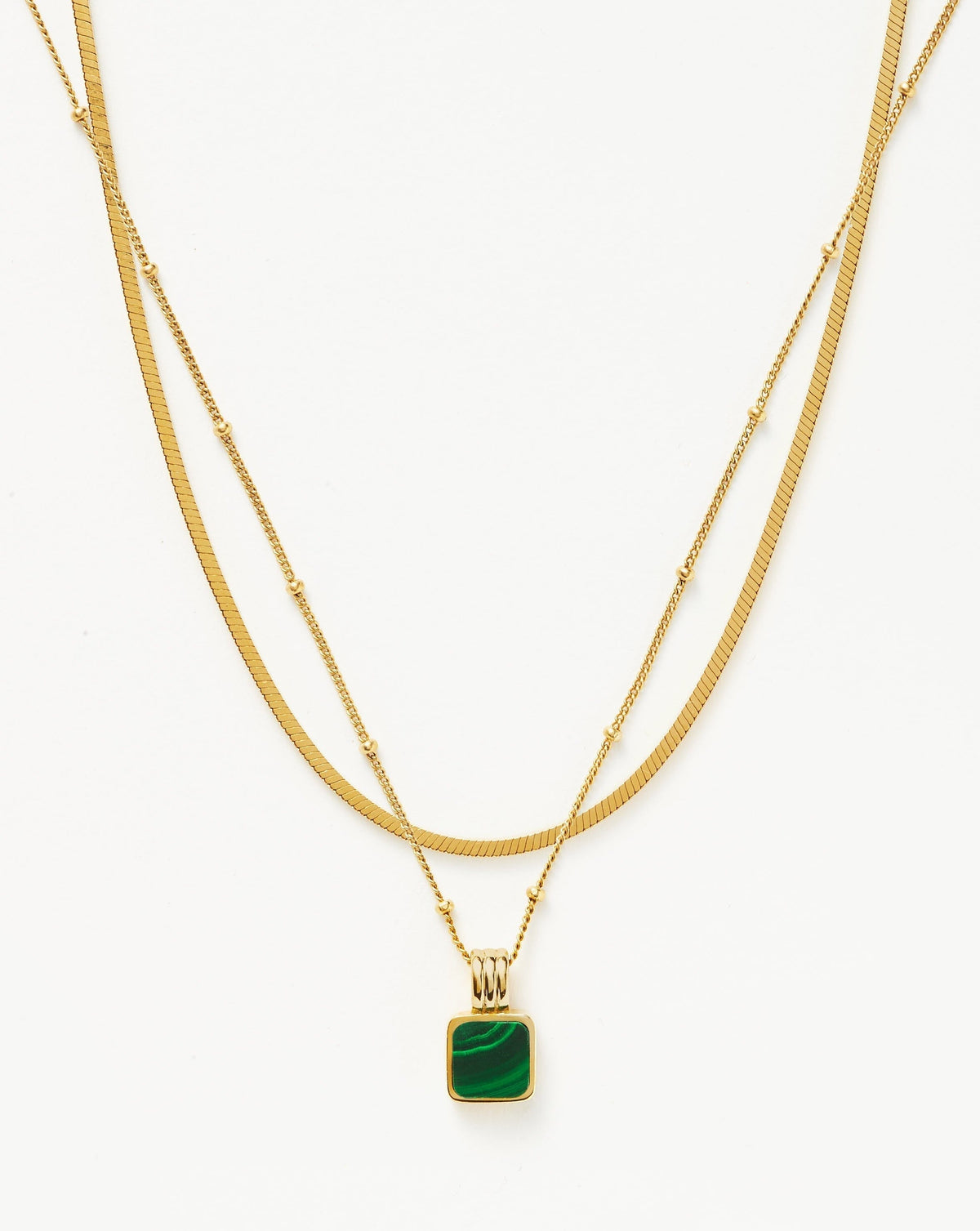 The Signature Gemstone Necklace Set | 18ct Gold Vermeil/Malachite