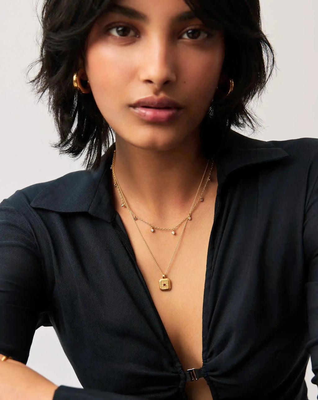 January Birthstone Pendant Necklace | Gold/Garnet