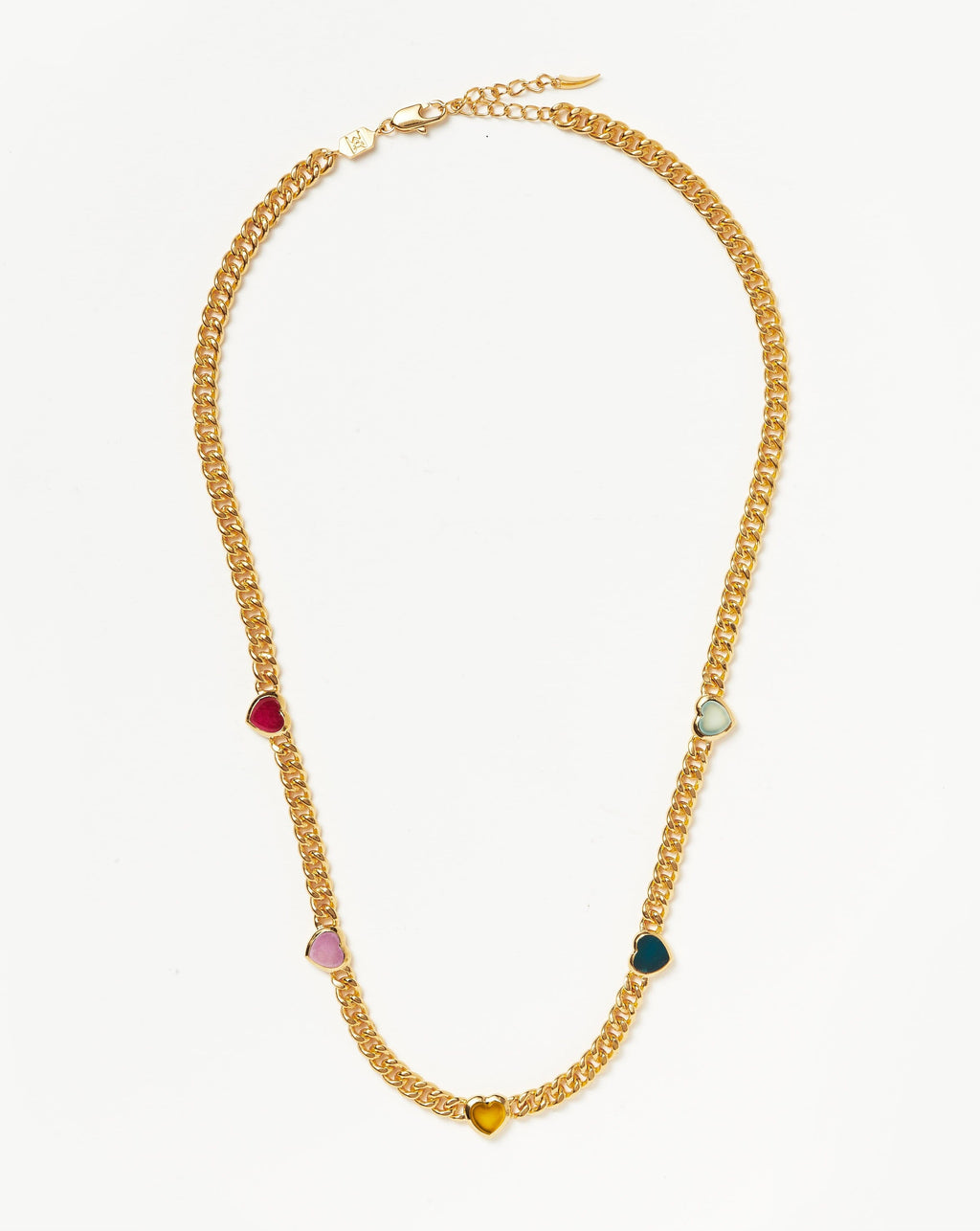 Jelly Heart Gemstone Charm Necklace | 18ct Gold Plated/Multi Quartz