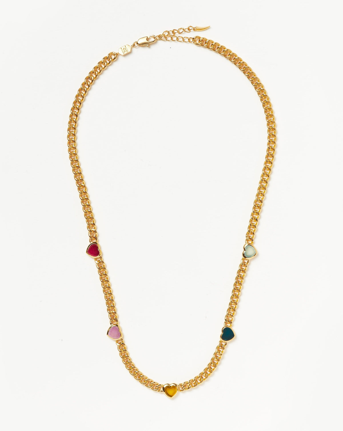 Jelly Heart Gemstone Charm Necklace | 18ct Gold Plated/Multi Quartz