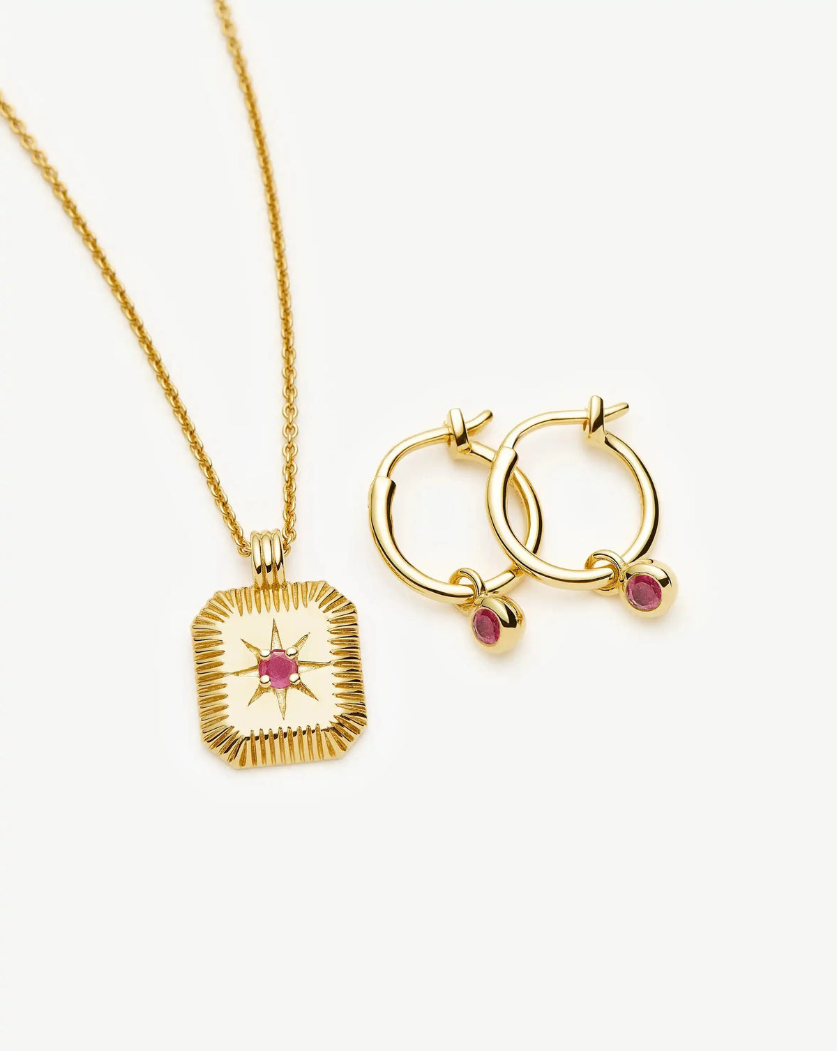The Meaningful July Birthstone Set | 18ct Gold Vermeil/Glass Filled Ruby
