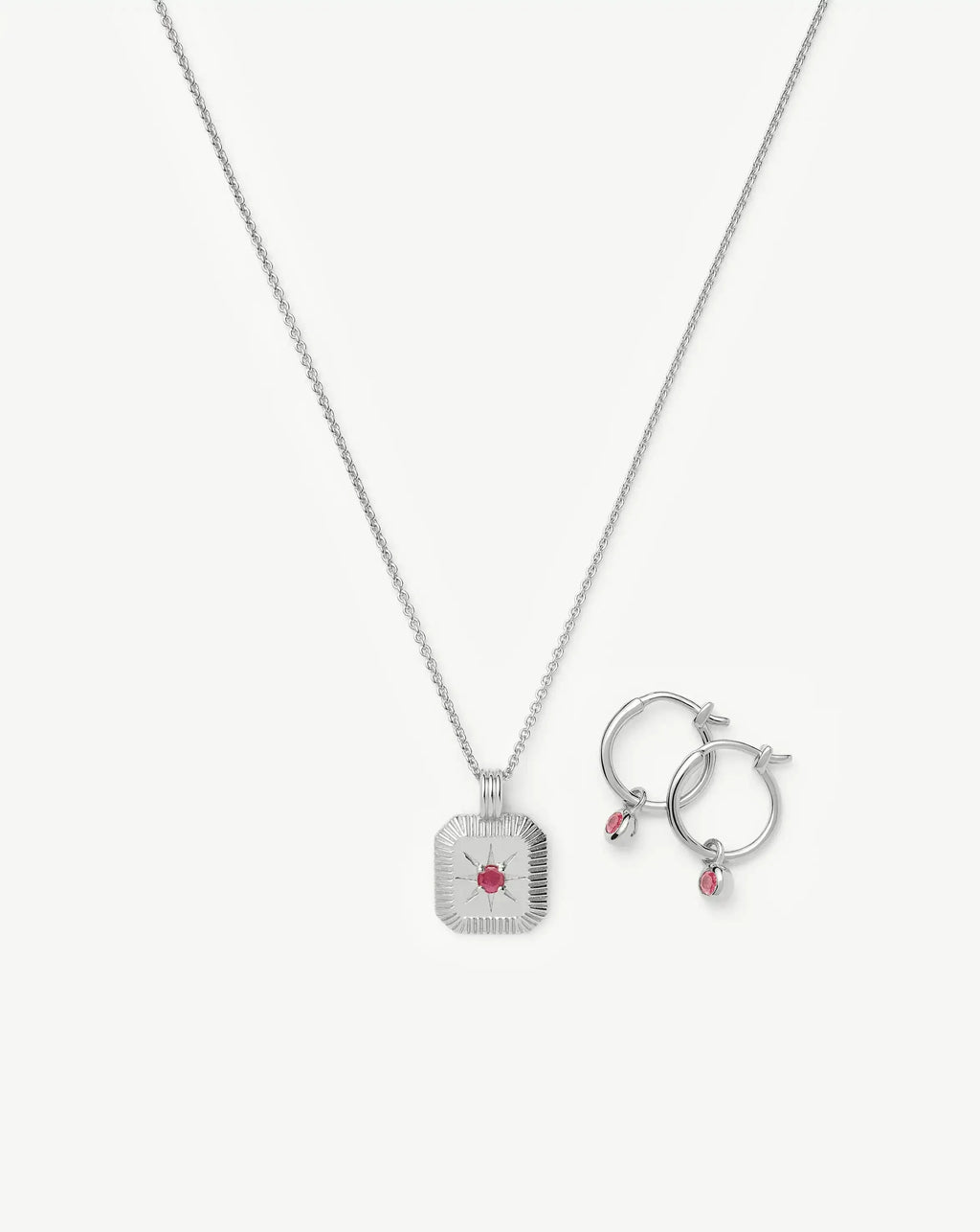 The Meaningful July Birthstone Set | Sterling Silver/Glass Filled Ruby