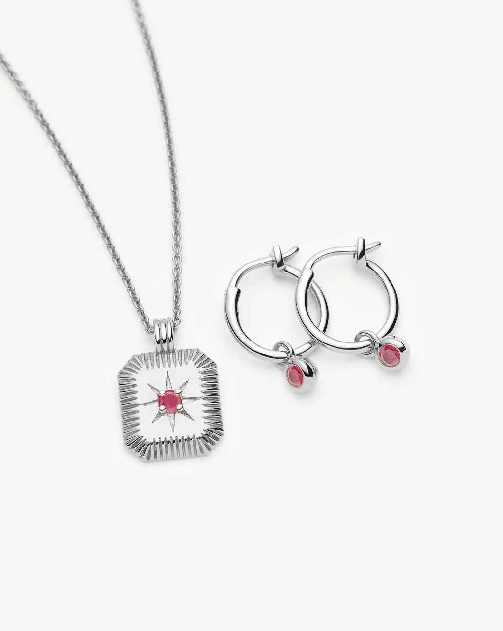 The Meaningful July Birthstone Set | Sterling Silver/Glass Filled Ruby