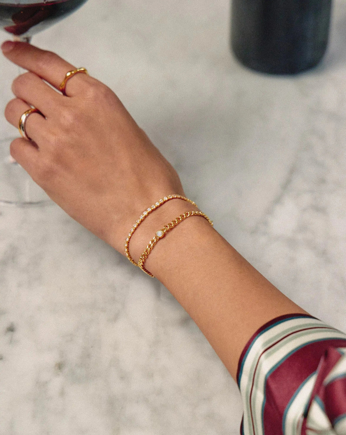 June Birthstone Chain Bracelet | 18ct Gold Plated Vermeil/Rainbow Moonstone