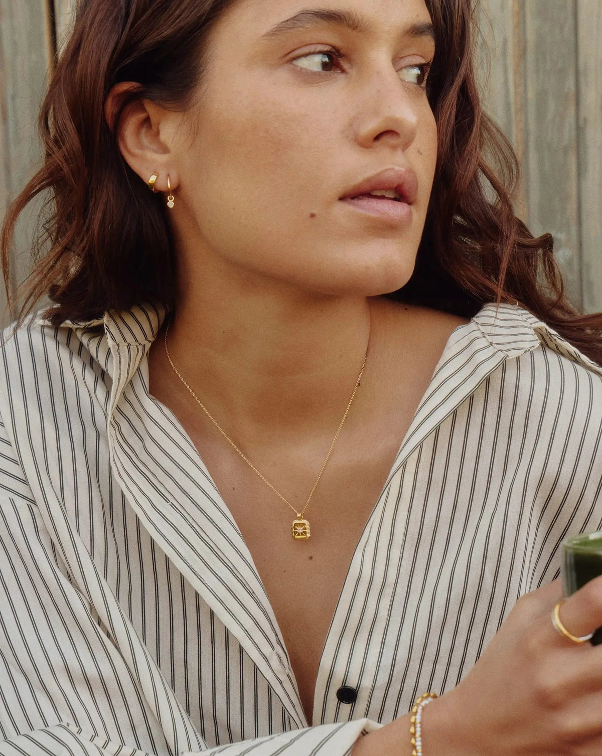 June Birthstone Pendant Necklace | 18ct Gold Vermeil/Rainbow Moonstone