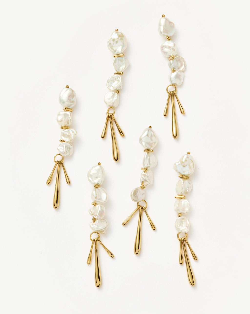 Keshi Pearl Sculptural Drop Earrings | 18ct Gold Plated/Pearl