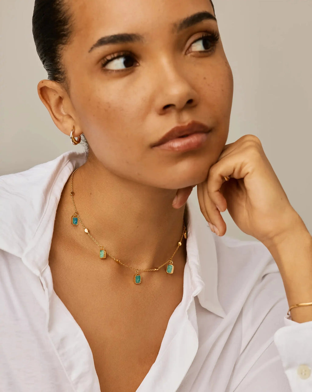 Lena Charm Choker | 18ct Gold Plated/Amazonite