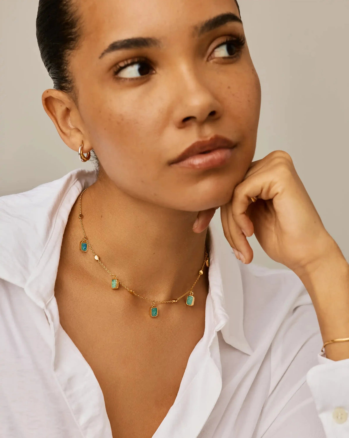 Lena Charm Choker | 18ct Gold Plated/Amazonite