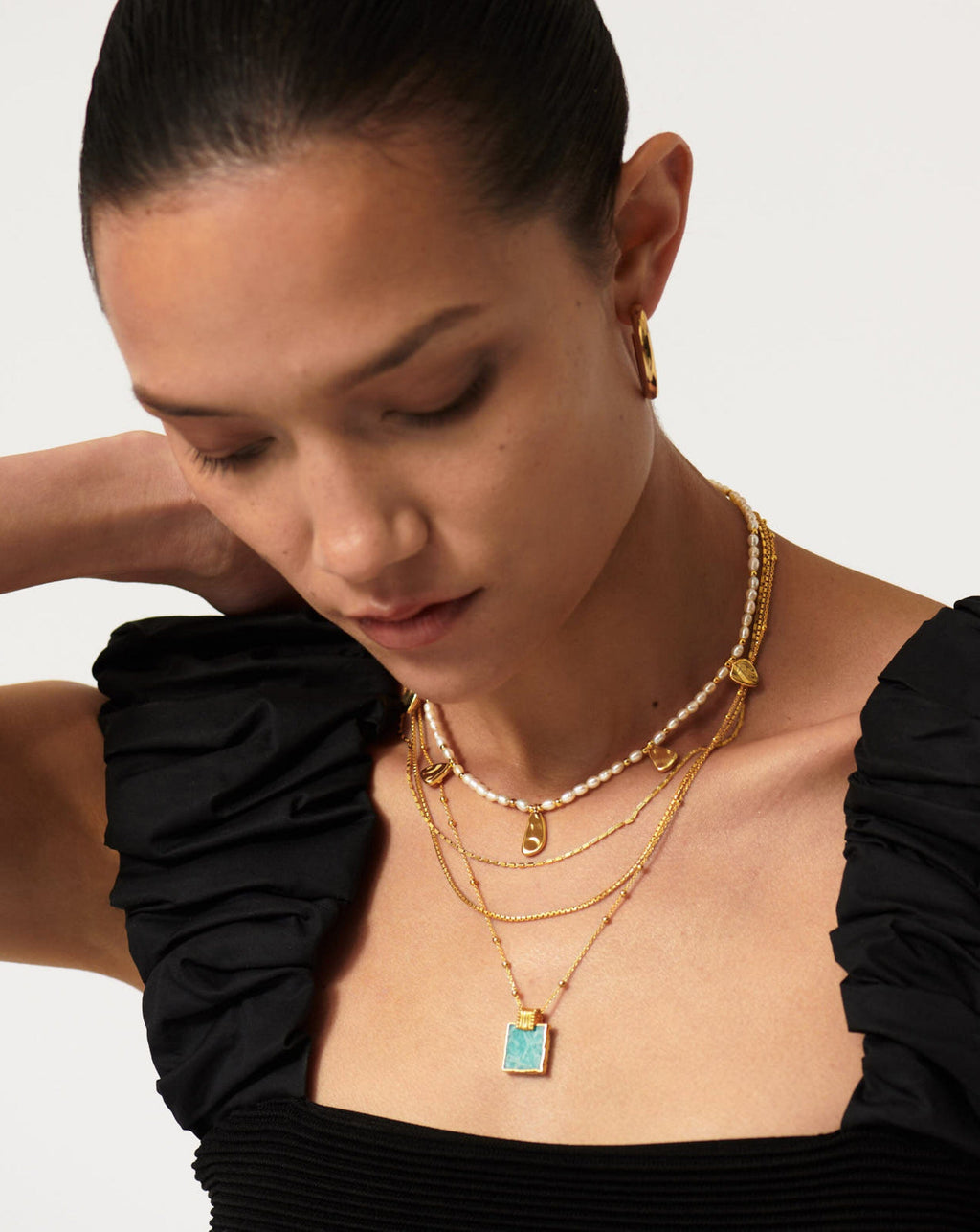 Lena Charm Necklace | 18ct Gold Plated/Amazonite