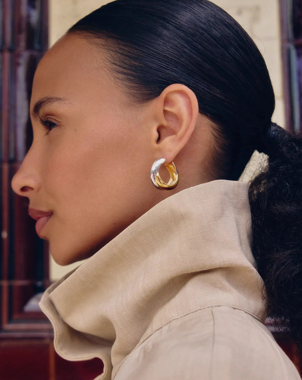 Lucy Williams Chunky Entwine Medium Hoop Earrings | Mixed Metal