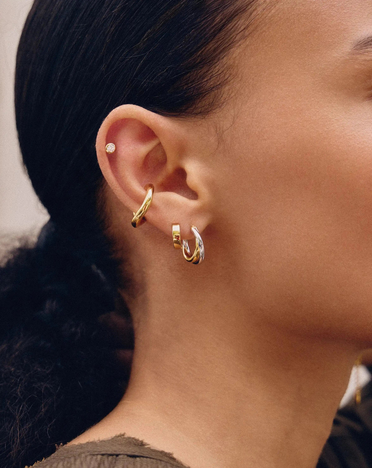 Lucy Williams Entwine Small Hoop Earrings | Mixed Metal