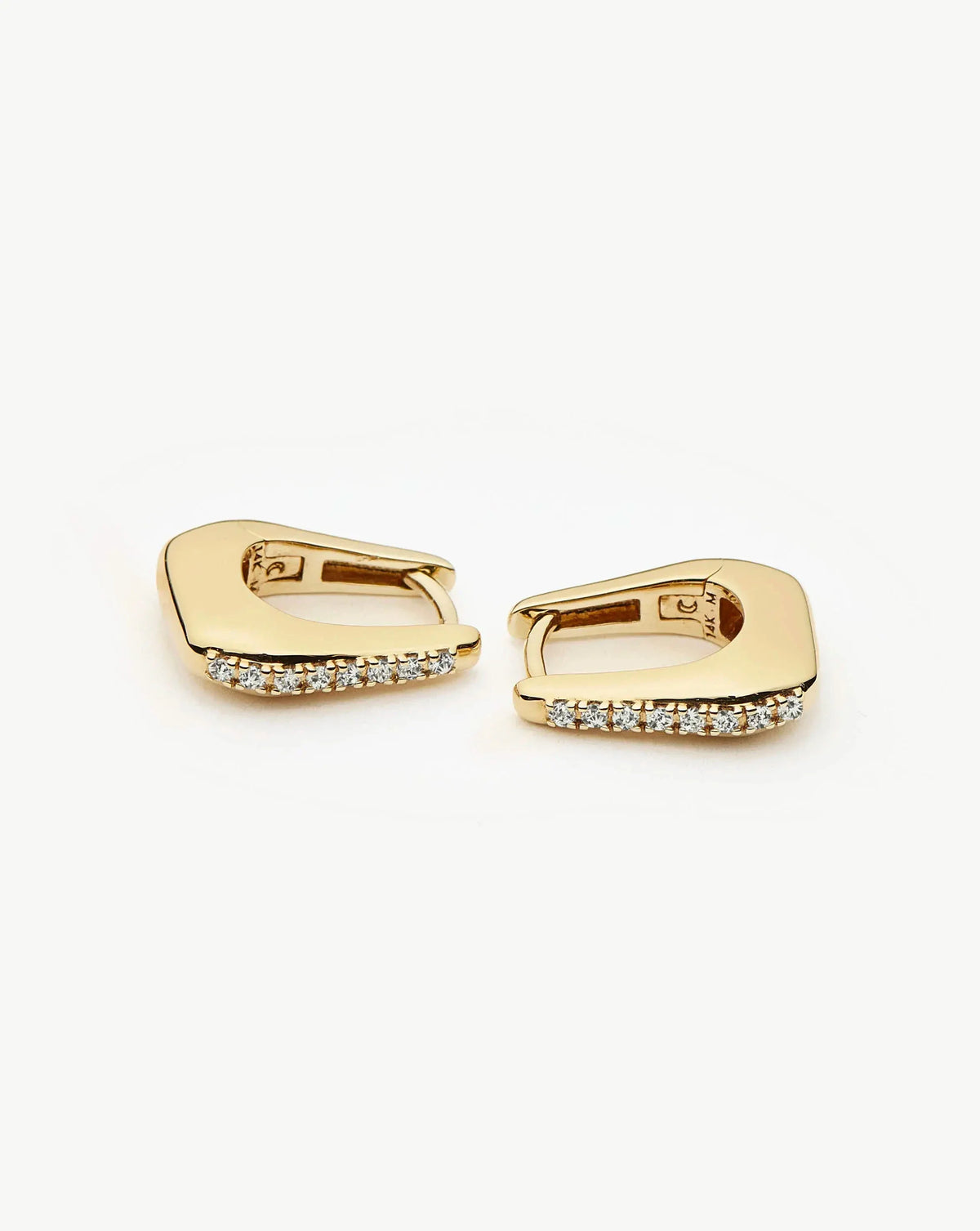Lucy Williams Solid Gold Diamond Arco Huggies | 9ct Solid Yellow Gold/Lab Grown Diamonds