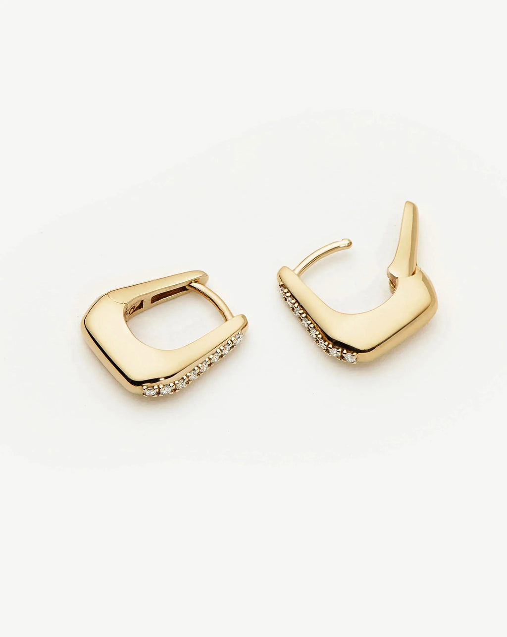 Lucy Williams Solid Gold Diamond Arco Huggies | 9ct Solid Yellow Gold/Lab Grown Diamonds