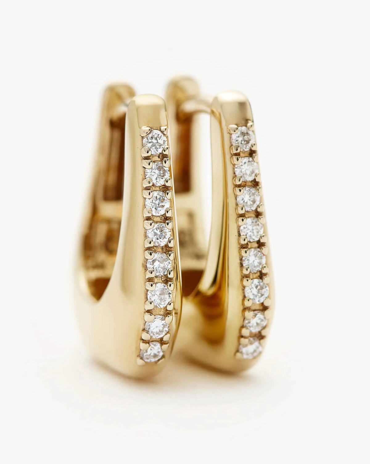 Lucy Williams Solid Gold Diamond Arco Huggies | 9ct Solid Yellow Gold/Lab Grown Diamonds