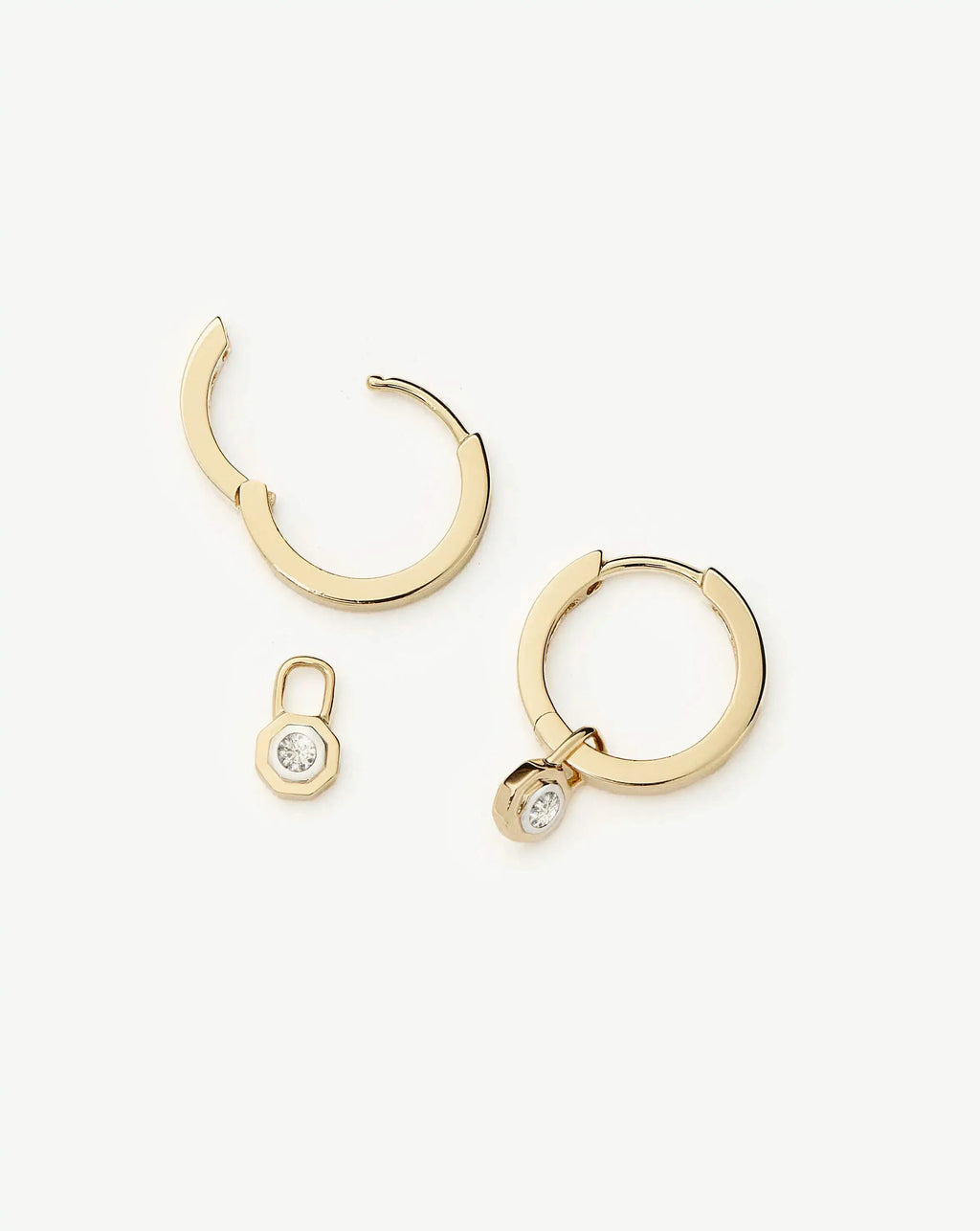 Lucy Williams Solid Gold Diamond Drop Huggies | 9ct Solid Yellow Gold/Lab Grown Diamonds