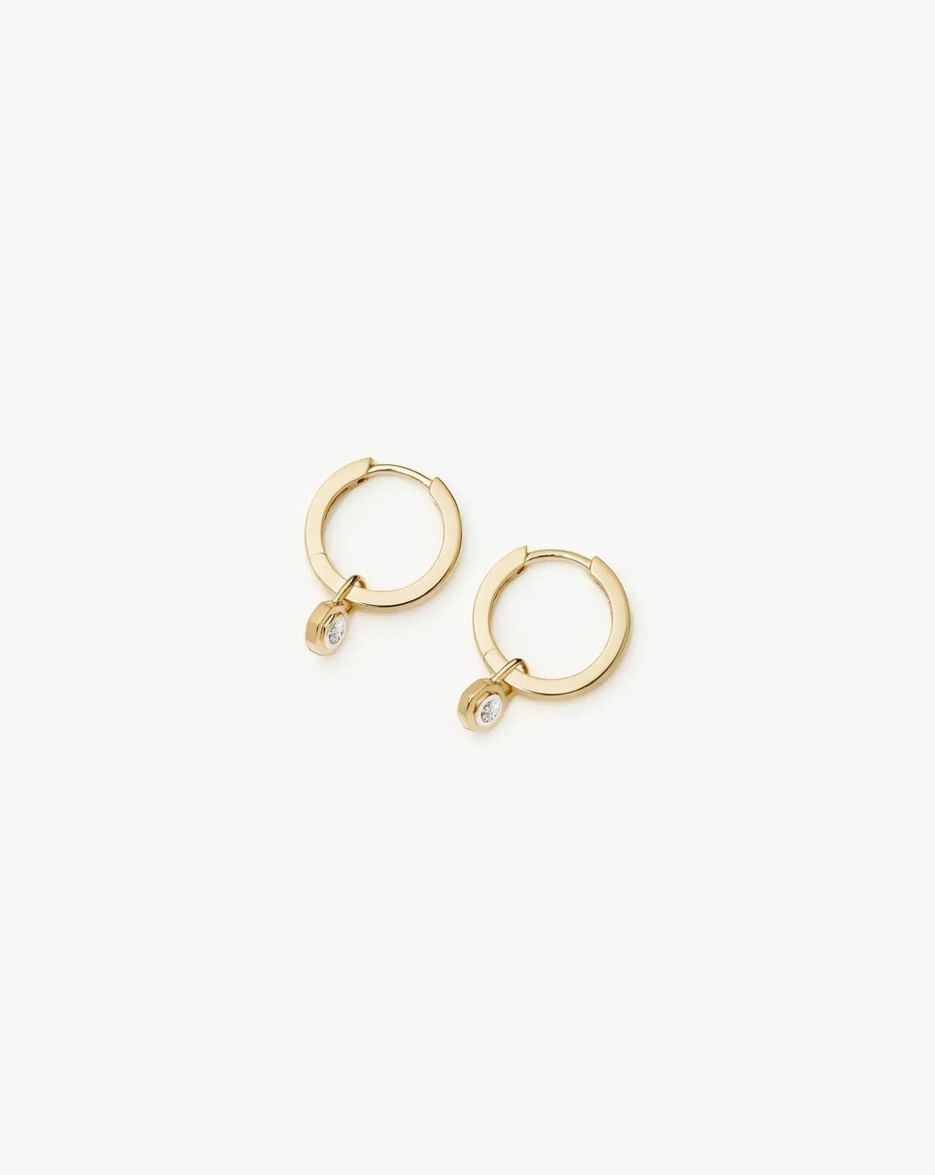 Lucy Williams Solid Gold Diamond Drop Huggies | 9ct Solid Yellow Gold/Lab Grown Diamonds