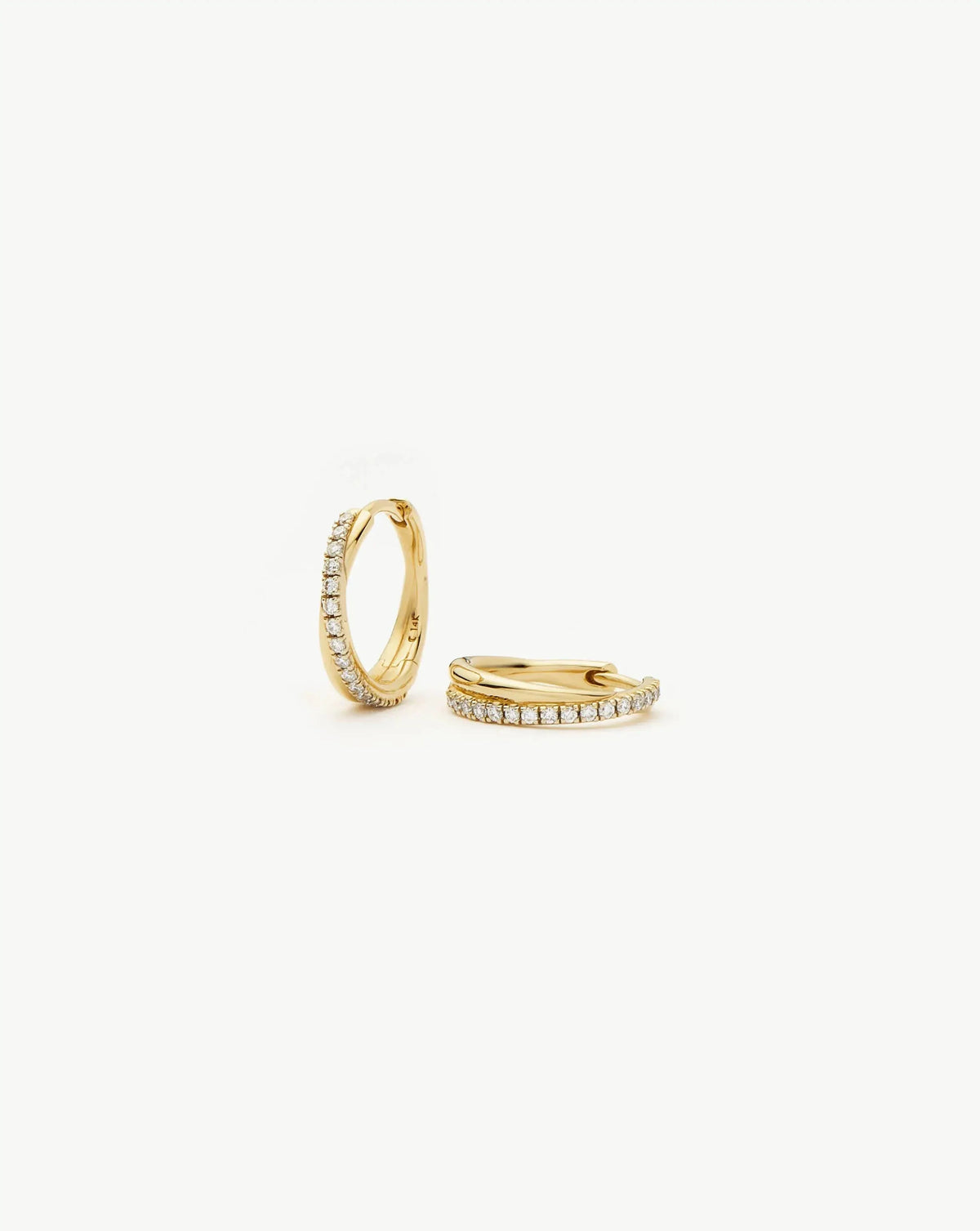 Lucy Williams Solid Gold Diamond Entwine Huggies | 9ct Solid Yellow Gold/Lab Grown Diamonds