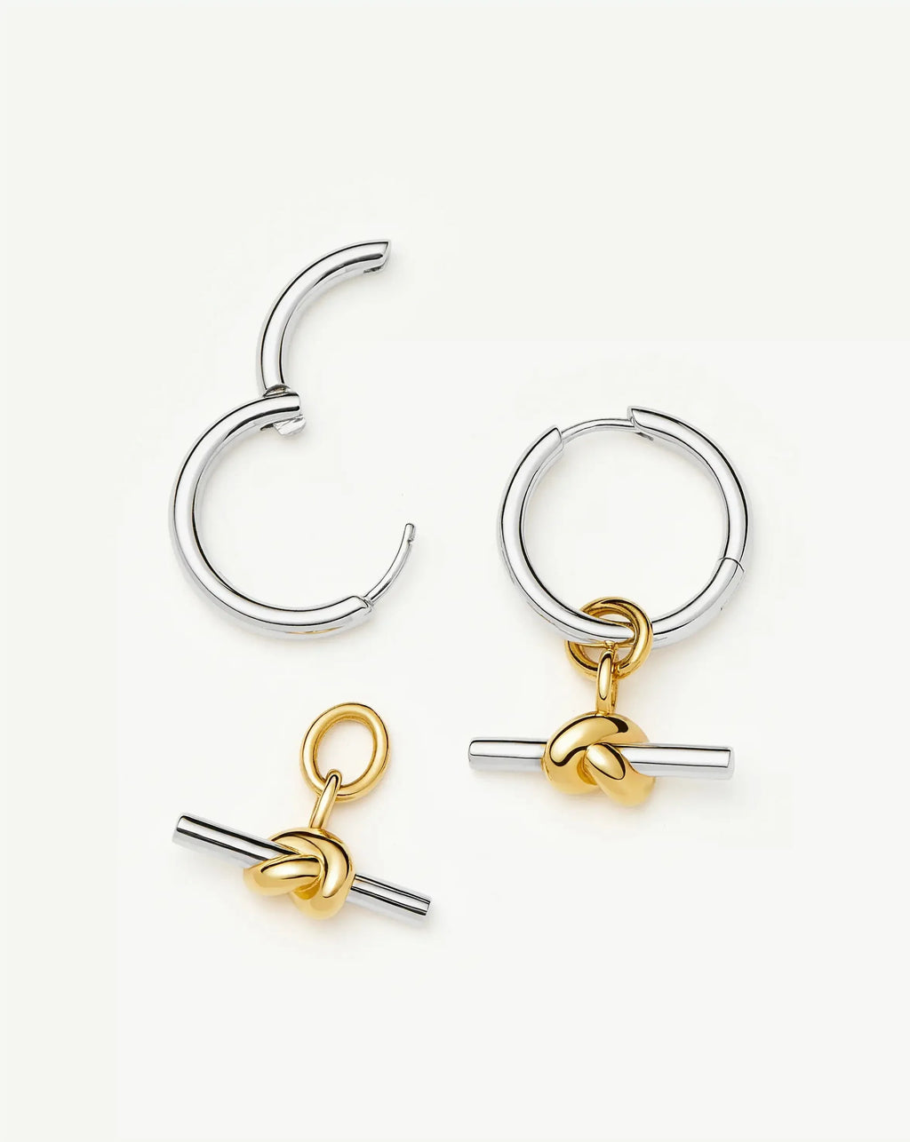 Lucy Williams Knot T-Bar Charm Hoop Earrings | Mixed Metal