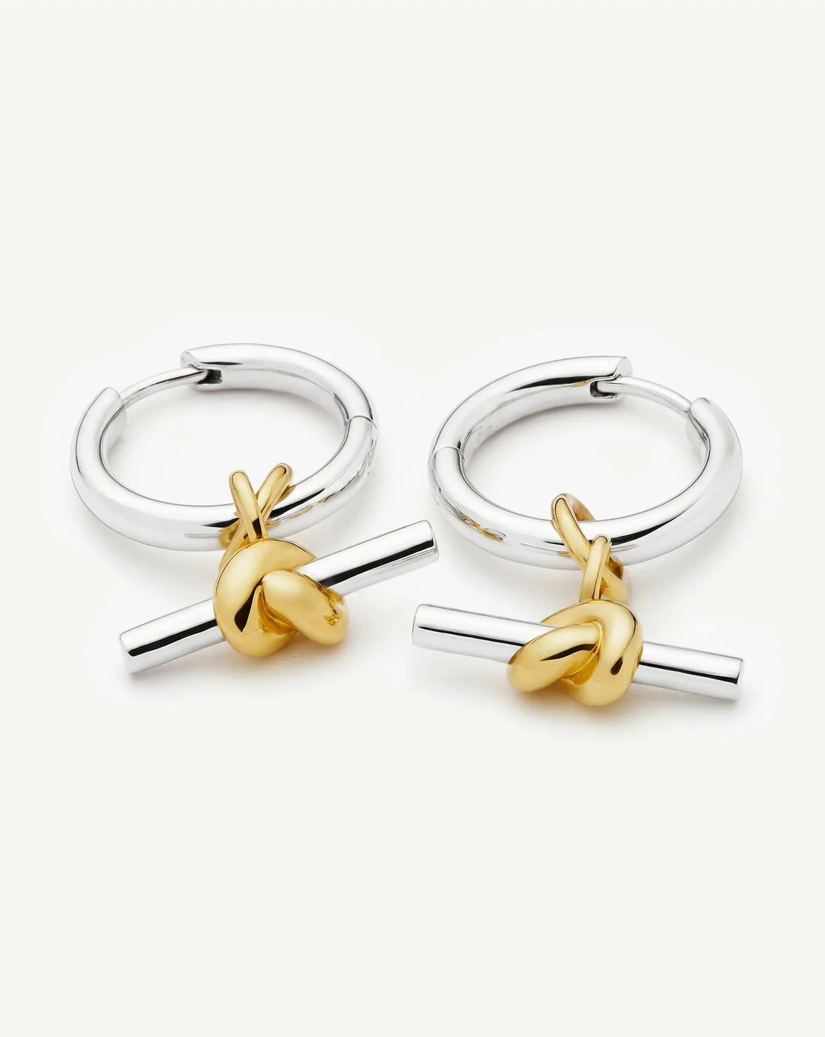 Lucy Williams Knot T-Bar Charm Hoop Earrings | Mixed Metal