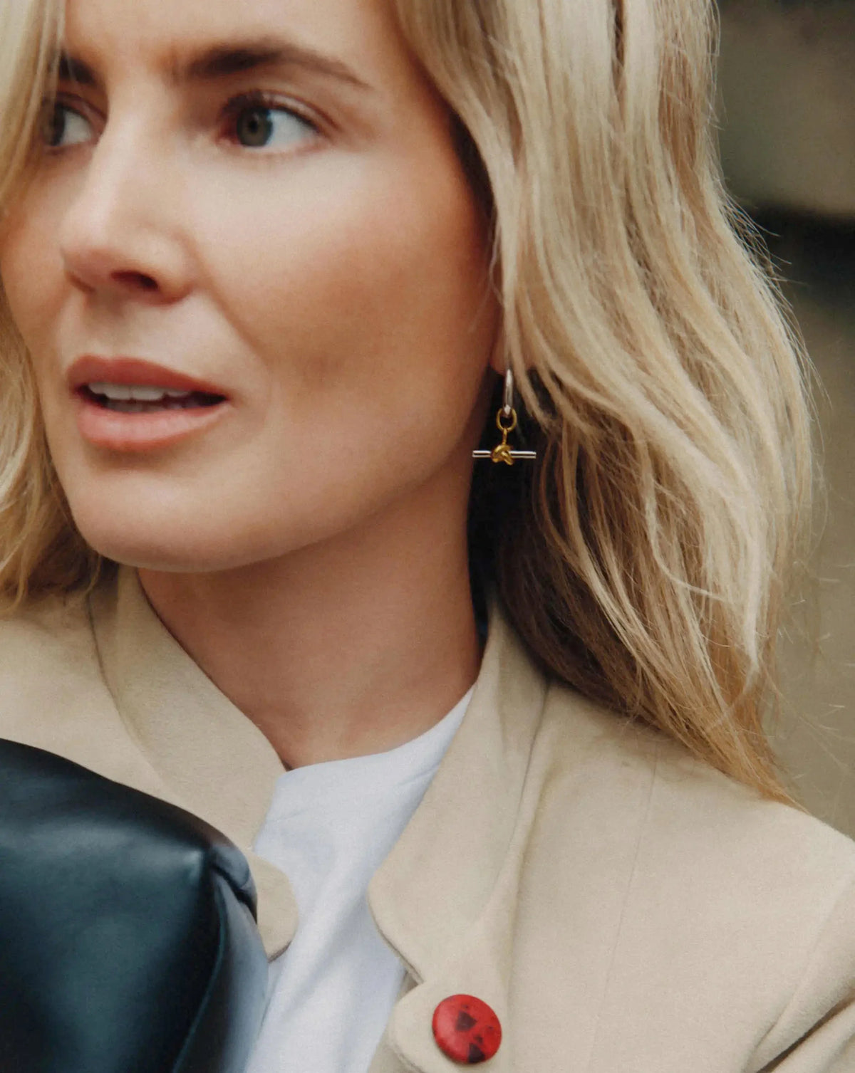 Lucy Williams Knot T-Bar Charm Hoop Earrings | Mixed Metal