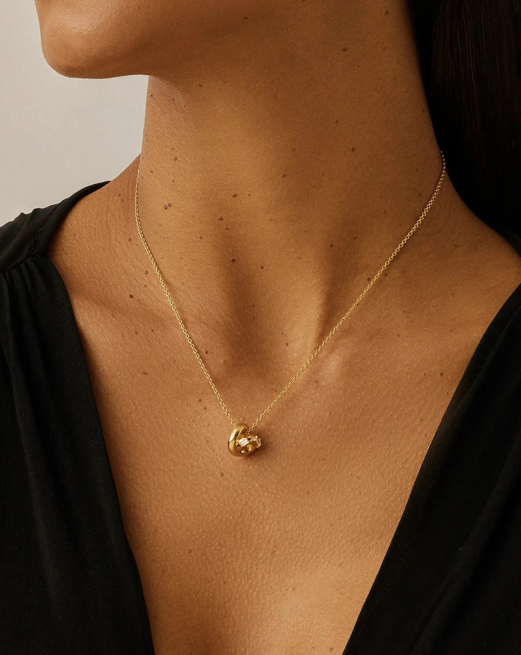 Lucy Williams Pavé Knot Pendant Necklace  | 18ct Gold Plated