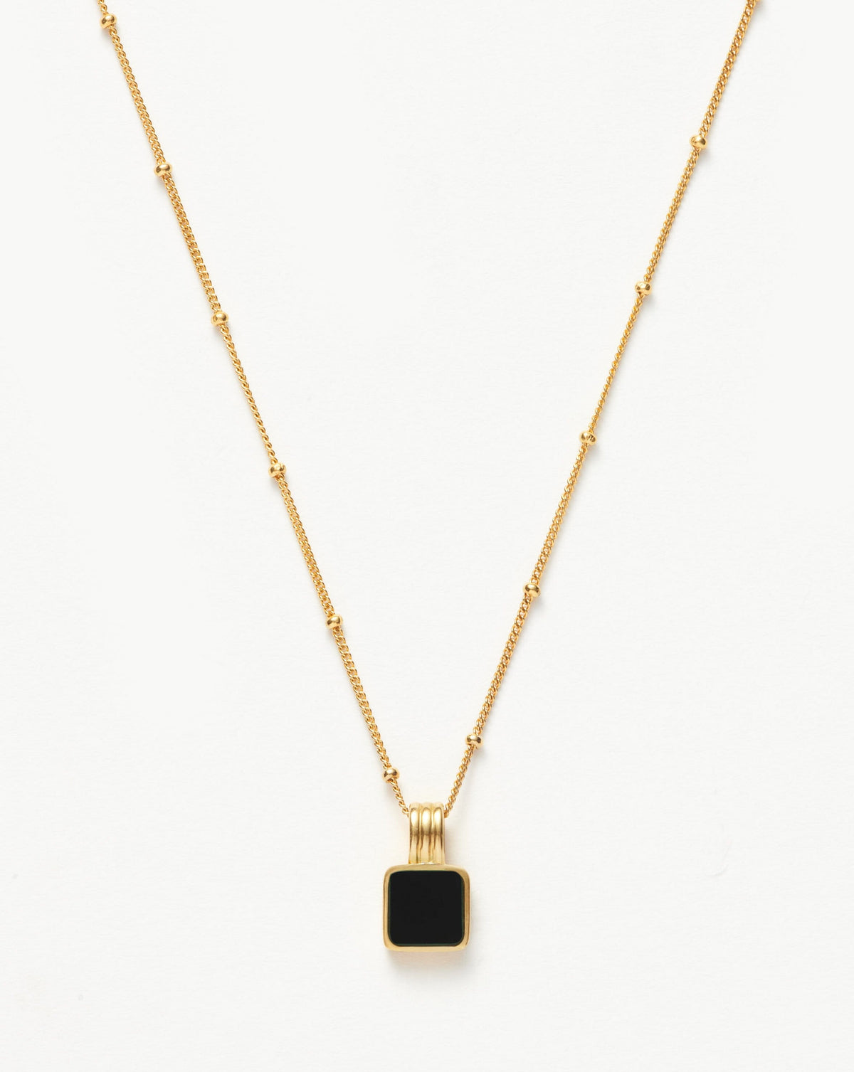Lucy Williams Square Onyx Necklace | 18ct Gold Vermeil/Black Onyx