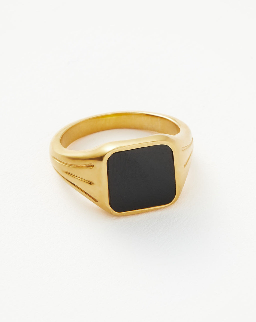 Lucy Williams Square Signet Ring | 18ct Gold Plated/Black Onyx