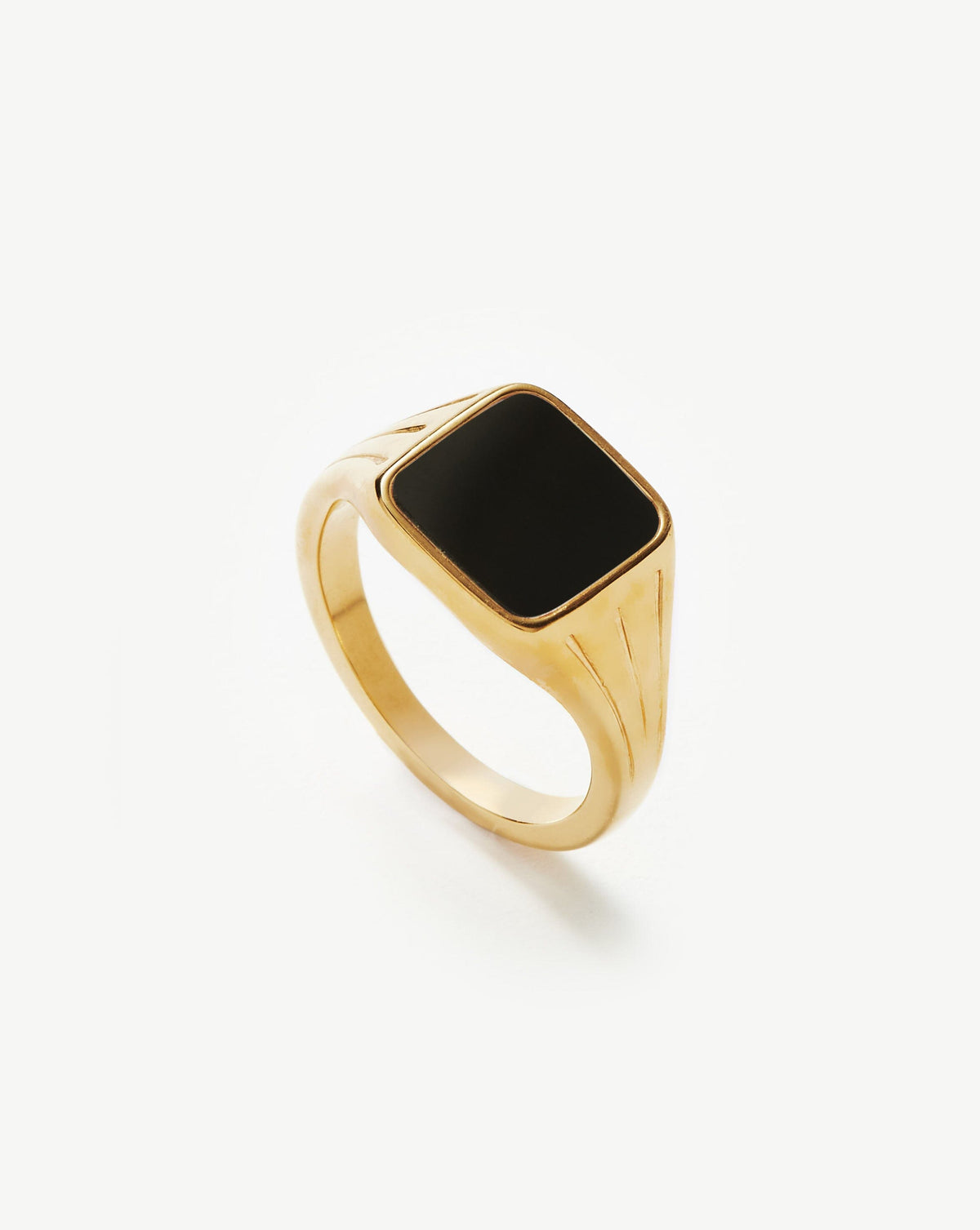 Lucy Williams Square Signet Ring | 18ct Gold Plated/Black Onyx