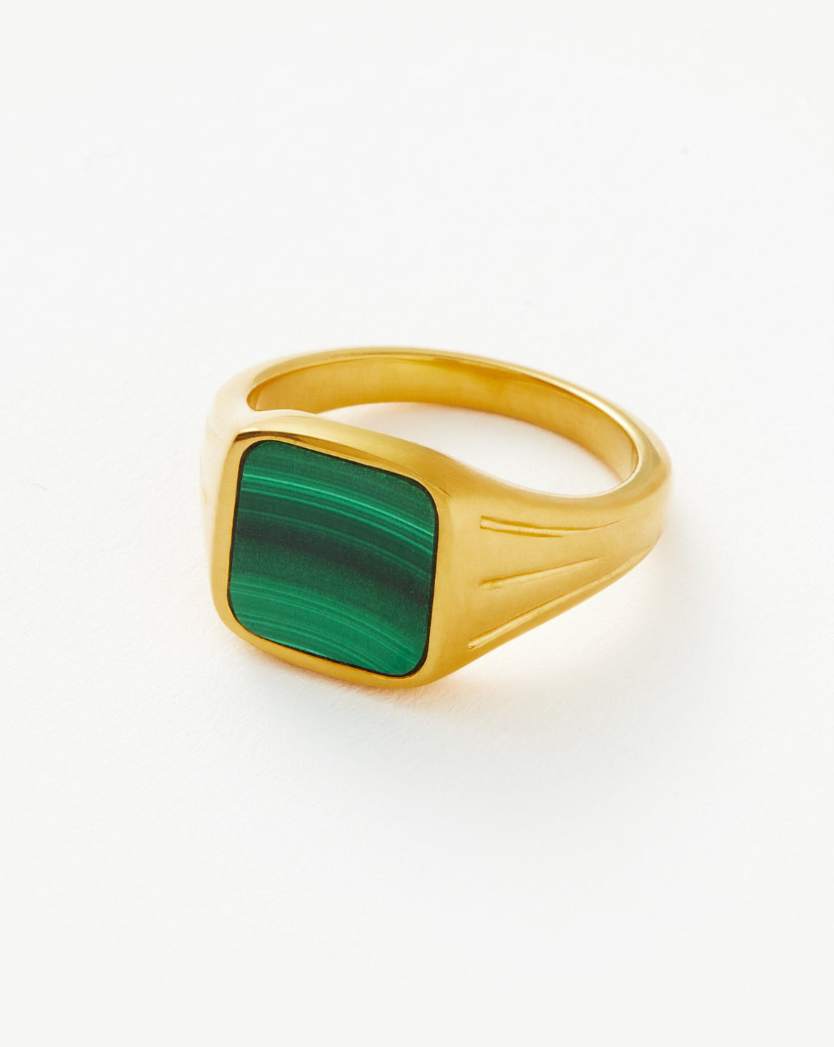Lucy Williams Square Signet Ring | 18ct Gold Plated/Malachite