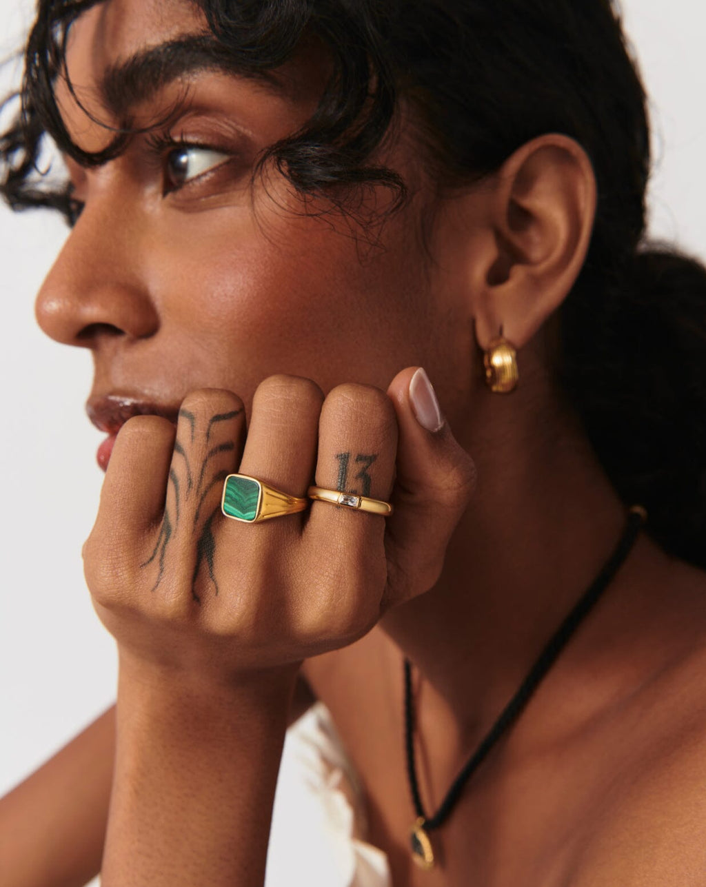 Lucy Williams Square Signet Ring | 18ct Gold Plated/Malachite