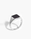 Lucy Williams Square Signet Ring | Silver Plated/Black Onyx