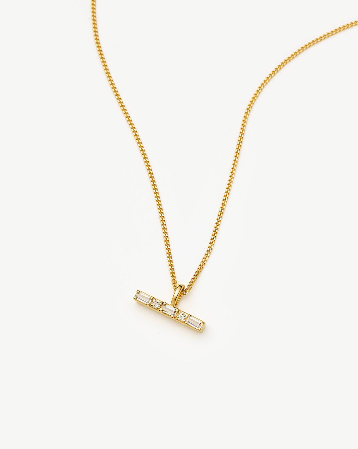 Lucy Williams T-Bar Stone Pendant Necklace | 18ct Gold Vermeil