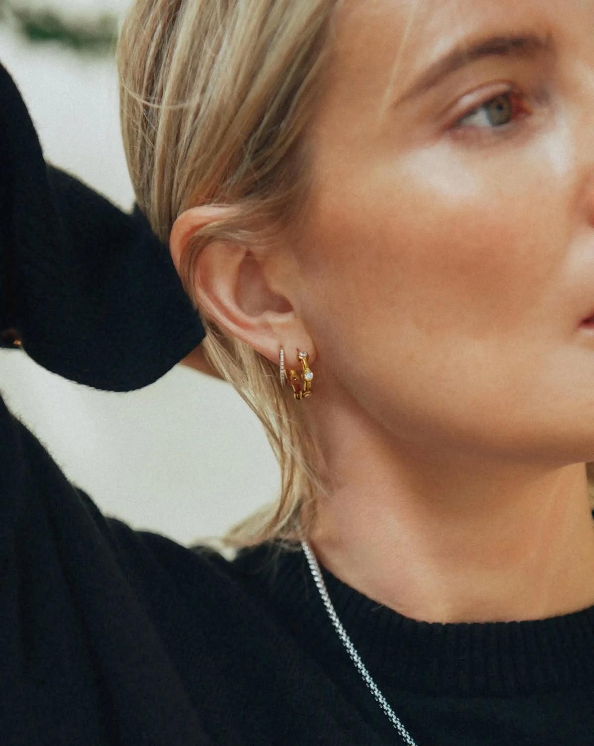 Lucy Williams Tennis Small Hoop Earrings | 18ct Gold Plated
