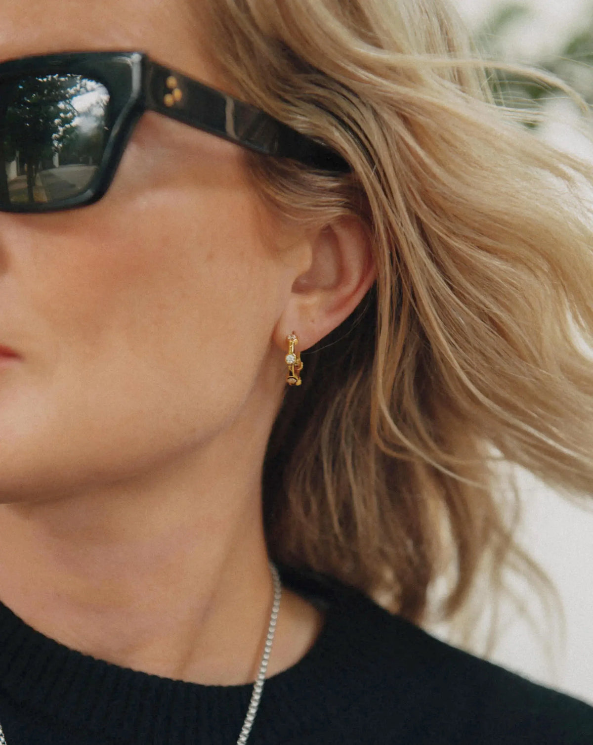 Lucy Williams Tennis Small Hoop Earrings | 18ct Gold Plated