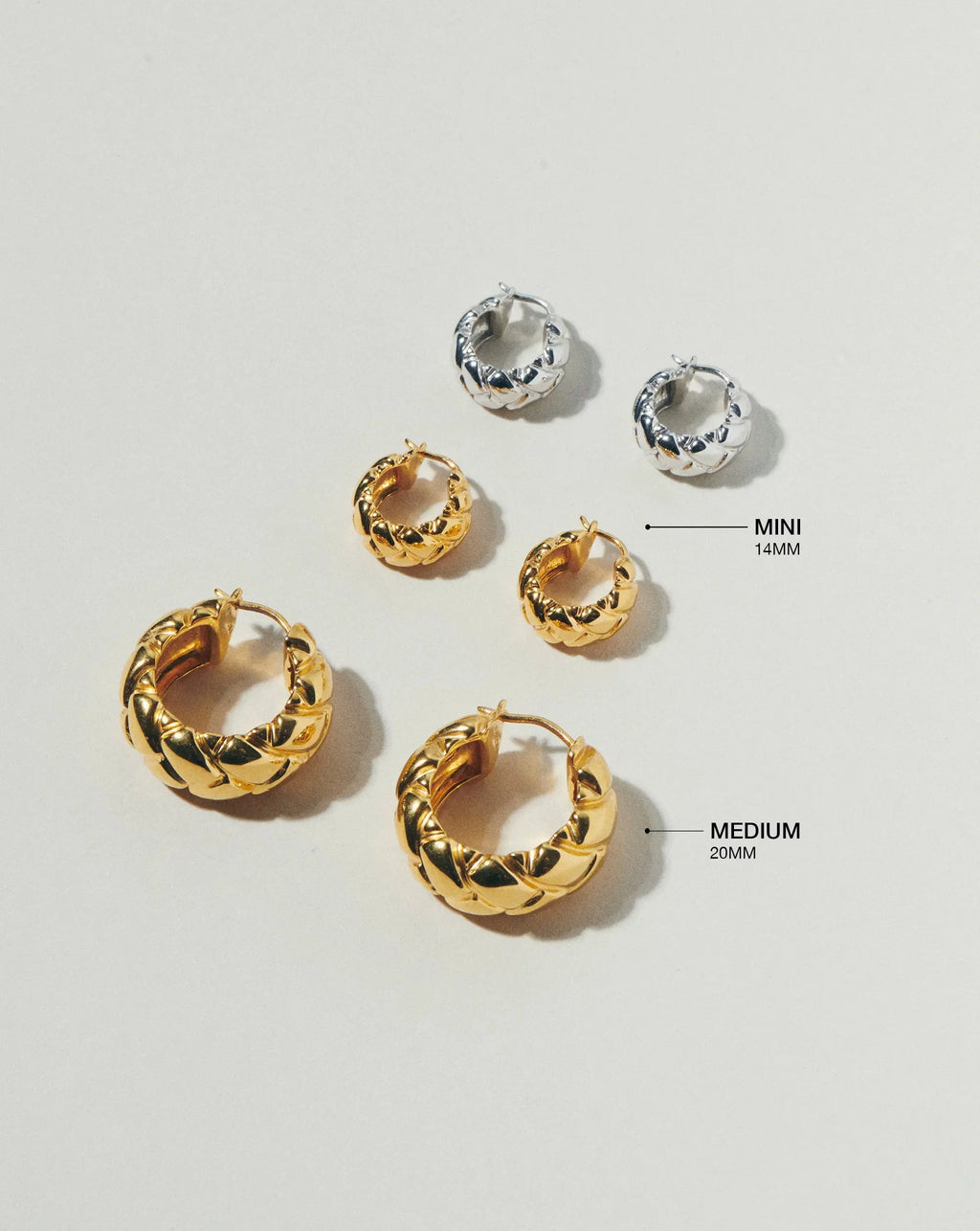 Lucy Williams Waffle Mini Hoop Earrings | 18ct Gold Plated