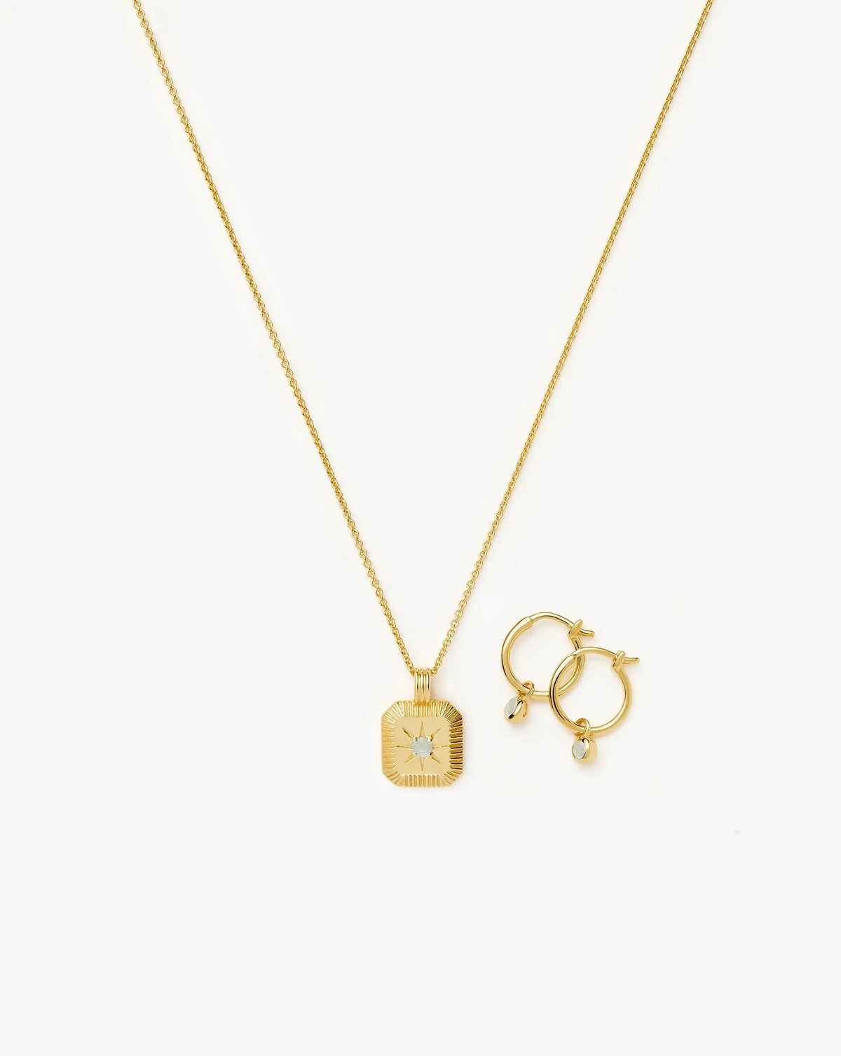 The Meaningful March Birthstone Set | 18ct Gold Vermeil/Milky Aquamarine