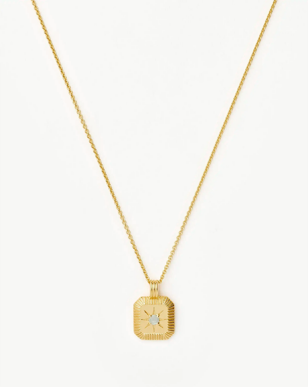 March Birthstone Pendant Necklace | 18ct Gold Vermeil/Milky Aquamarine