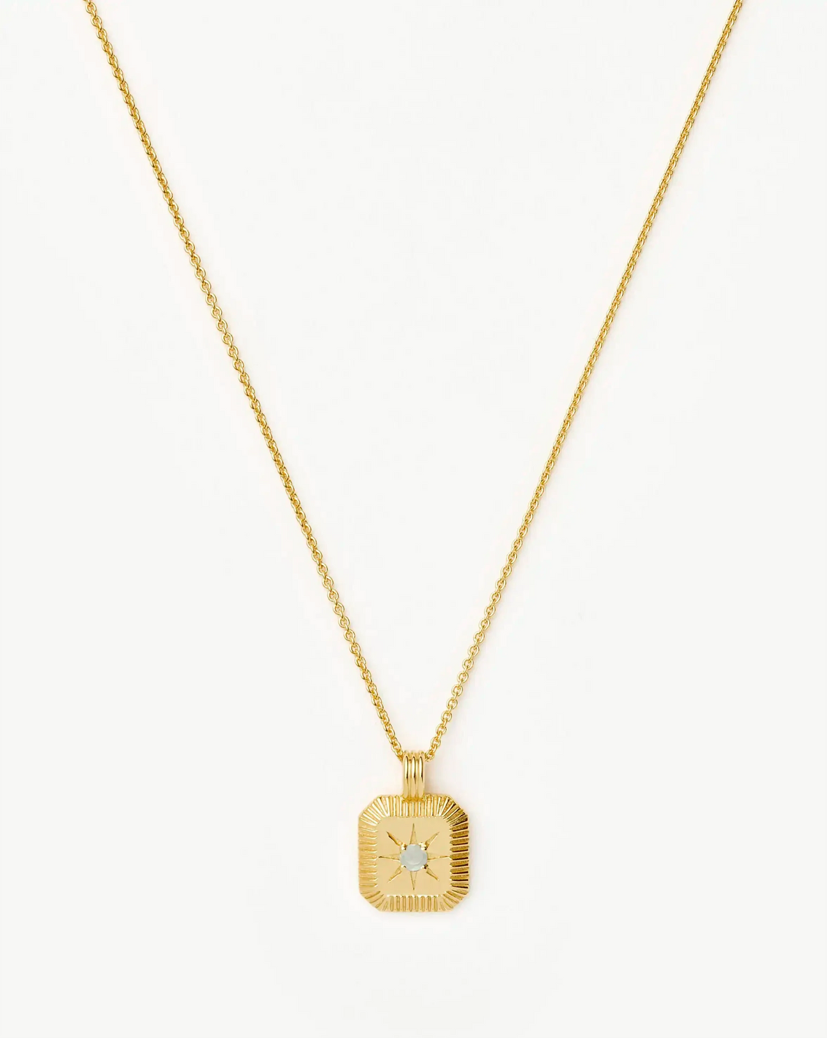 March Birthstone Pendant Necklace | 18ct Gold Vermeil/Milky Aquamarine