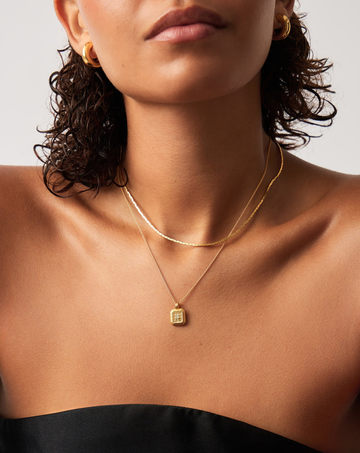 March Birthstone Pendant Necklace | 18ct Gold Vermeil/Milky Aquamarine
