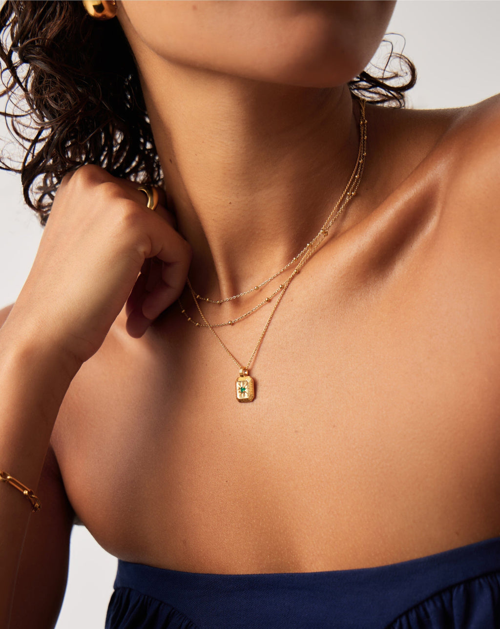 The Meaningful May Birthstone Set | 18ct Gold Vermeil/Green Onyx